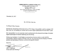 Original client recommendation from Bibicheff & Associates